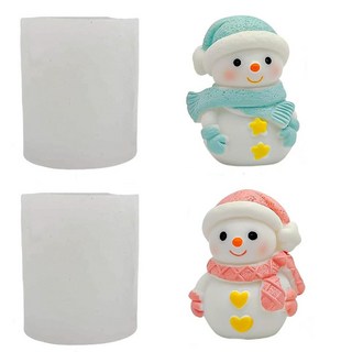 [이브닝메종] 3D 미니 눈사람 겨울 캔들 비누 석고방향제 초콜릿 실리콘 몰드, 하트단추 ab3