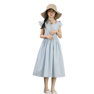 상상키즈 여아 맑은하늘 린넨 롱 원피스