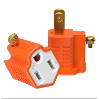 110V 高負載轉換插接器 SA-787 插座, 1個, 3孔轉2孔插頭 橘色