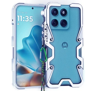 모토로라 호환 엣지 60 퓨전 케이스용 충격 메탈 범퍼 Pro 알루미늄 커버, 03 Edge 60 Fusion, 01 silver