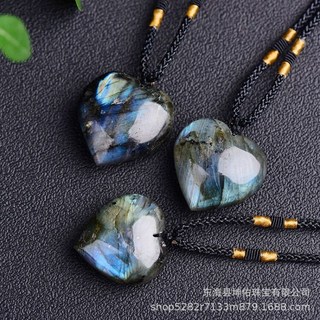 天然拉長石月光石愛心海洋之心吊墜飾品項鍊水晶半寶石, 1個, 2-3cm