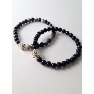 사각 만자 천연석 천안석 오닉스 팔찌 삼재소멸 삼재팔찌 합격운 실버925 인생주얼리