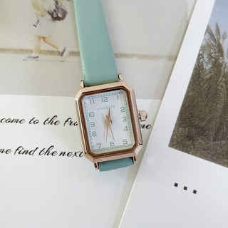 스퀘어 파스텔톤 여자 가죽시계 손목시계 숫자 모던 심플