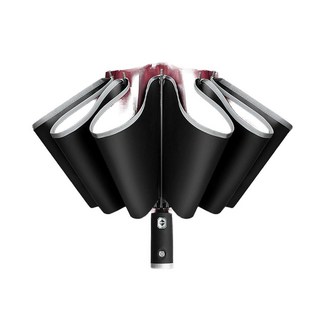 AFULILI LED 리버스 우산 컴팩트 방풍 거꾸로 된 접이식 우산 비용 자동차 여행 자동 개폐 여성 및 남성용 (레드)