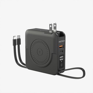 MOZTECH 墨子 行動電源 萬能充PRO 二代 多功能五合一 無線充電行動電源, 紳士黑, MOA08