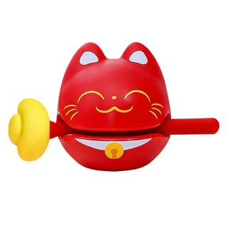 招財貓木魚 可愛造型擺飾 療癒舒壓小物 增添生活趣味, 紅色, 1個