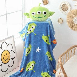 沁的娃娃屋 台灣出貨 三眼怪抱枕 毛毯二合一 法蘭絨毯100*150cm 車枕 抱枕 靠枕 交換禮物 生日禮物