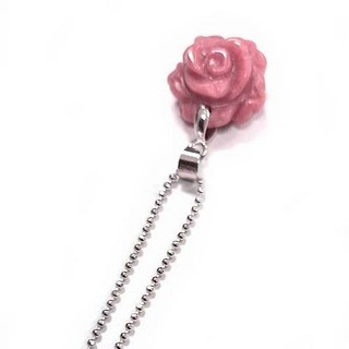 天然玫瑰石盛開玫瑰花吊墬項鍊，玫瑰花造型，優雅氣質，女性飾品