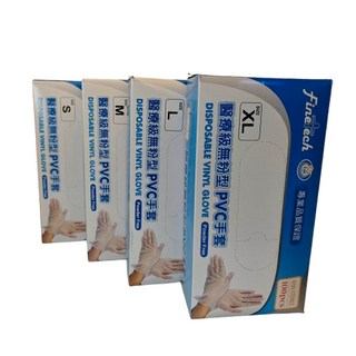 釩泰Finetech 醫療PVC透明手套(無粉型)100入／盒 透明手套, 1個, XL