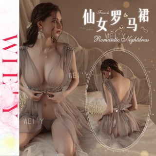 WEI' Y「大尺碼睡衣」情趣內衣 性感睡衣 情侶睡衣 夏季薄款蕾絲吊帶睡裙 連身睡衣 睡衣套裝