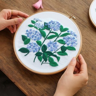 일상플랜 프랑스 자수 DIY 세트, 1개, 파란 수국