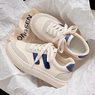 小白鞋2025爆款春季新款小眾原創百搭休閒板鞋女鞋, 藍色升級版,36