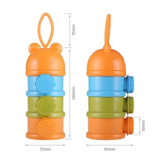 臺灣新款NEWFasola卡通便攜式奶粉盒健康PP三層疊加分格奶粉罐手提大容量帶蓋, 1個, 混色