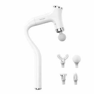 유앤미 무선 핸디 진동 마사지건 인체공학 갈고리형 분리형 교체형 4종 헤드 휴대용 바디 마사지기, 화이트, QZY-828