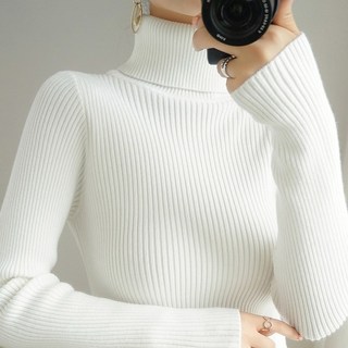 ANYOU 여성 추동 터틀넥 보온 스트라이프 이너웨어