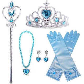 BEASOL 公主服裝皇冠配件道具 5件組 魔法棒 手套 耳環 项链