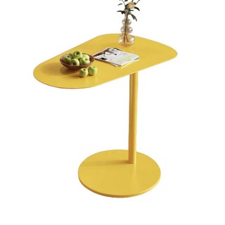 迷你邊桌，適用於沙發旁或床頭，小型邊几，咖啡桌，多巴胺風格, 長50寬38高50(卡通黃)