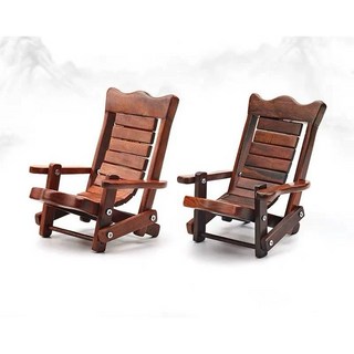 《泓潤》精選花梨木 手機支架 桌面擺件 花梨木實木小躺椅 可折疊手工椅子 創意實木禮物桌面手機架, 1個, 棕色