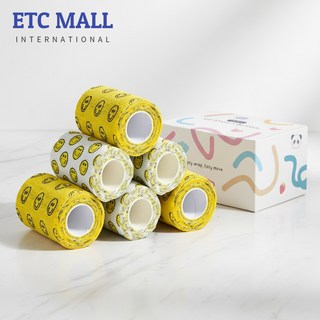 이티씨몰 자가점착 밴드 7.5cm 압박붕대 패턴 스마일 2종 스마일 옐로우 스마일 화이트 5+1, 6개