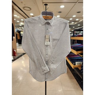 NC 불광점 레노마 백화점 이월 # 여름 맞이 시원하고 청량감이 있는 아이스텐셀 스타체크 남자 스냅카라 일반 핏 셔츠 RPSSG1-038-GY VL