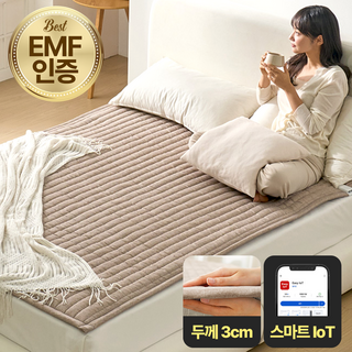 [26년형 스마트폰연동] 곰표한일 겨울꿈애 세미마이크로패딩 탄소매트 카본매트 EMF인증 전기매트, 킹사이즈(160x200cm), 라이트베이지