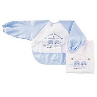 【美國媽咪】KUKU酷咕鴨 粘扣式長袖圍兜 L 長袖飯兜 (藍色/粉色) 寶寶吃飯衣物防髒神器, 1個, 粉色