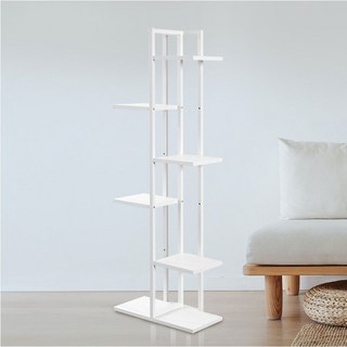 나인홈 스탠드 북선반 철제 스탠딩 선인장 수납책장, 화이트, 6단