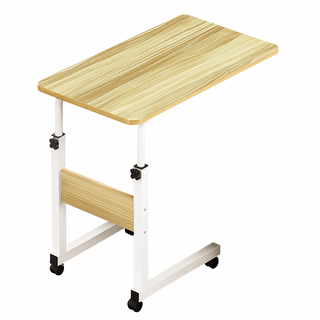 AOTTO 床邊沙發可升降附輪邊桌-60CM(懶人桌 升降桌 電腦桌 邊几), 原木色