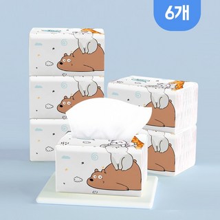 5겹 천연펄프 미용티슈 300매 팩 가정용 대용량 패키지, 1개, 6개입