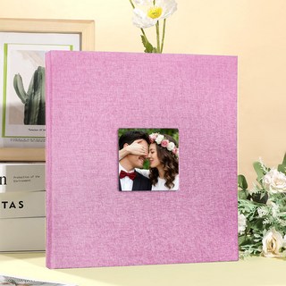 Flyaiku 대용량 포토북 접착식 앨범 아기 포토 초음파 사진 성장 앨범 30매, 핑크색