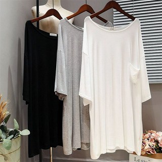 반팔 잠옷 스커트 오버사이즈 루즈핏 캐주얼 미디 반팔티 여성티셔츠 반팔티셔츠 여자 파자마 홈웨어 와이드 롱티 HOMASS