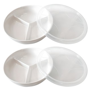 BELLOVIE 3格圓形陶瓷餐盒, 單色, 2個