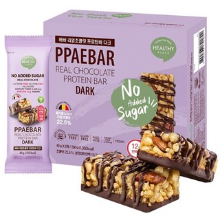 헬시플레이스 빼바 리얼초콜릿 프로틴바 다크 40g 9EA (1박스), 360g, 1박스
