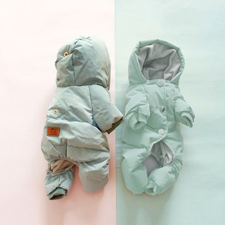 오리털 덕다운 패딩 민트색