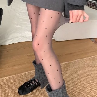 [台灣發貨]波點絲襪防勾絲連褲襪超薄0d高透jk白絲襪子女秋冬季打底褲襪黑絲 誘惑jk連褲顯瘦薄款 性感絲襪愛心角色扮演