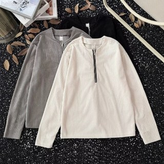 美式半拉鍊亨利領長袖T卹男士春秋硬漢穿搭衛衣肌理感內搭打底衫