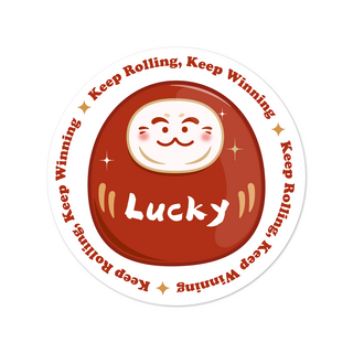 Twinko 招財好運圓款手機支架 伸縮氣囊 磁吸式 圓形手機氣囊支架, 紅達摩-白底,一般黏貼款, 1個