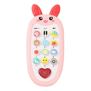 베어블리 73가지 토끼 기린 핸드폰 멜로디 버튼식 교육용 오감자극 치발기 장난감, 핑크 토끼, 1개