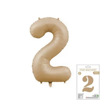 GIFTME5 焦糖色數字2造型鋁膜氣球 生日派對慶生紀念日周歲裝飾 1個, 數字2焦糖色, 焦糖色