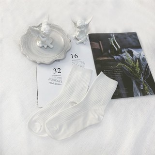 HanVo 簡約小方格條素色堆堆襪 韓國潮流時尚休閒女襪