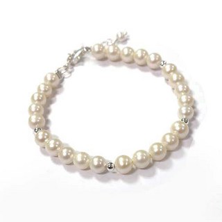 天然白色珍珠與銀珠純銀手環