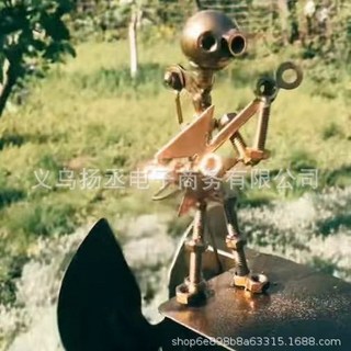 手工金屬鼓手風車 樂器擺飾, 金屬吉他款,1個裝, 1個