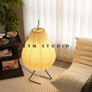 RYM studio日式雪梨落地燈 侘寂宣紙感暖光氛圍燈 客廳臥室裝飾燈, 白色宣紙款,三色變光