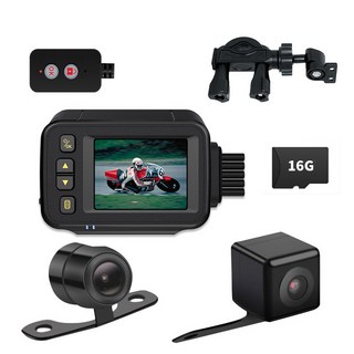 KC 인증 오토바이 블랙박스 비 오는 날 방수 전후면 듀얼 카메라 녹화 바이크 블랙박스, +16GB SD카드