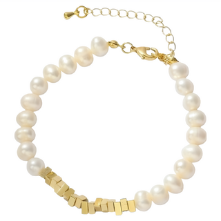 碎銀幾兩珍珠手鍊兩件組，高級感疊戴手飾，輕奢銀飾，抗過敏簡約設計