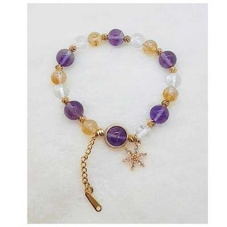 天然水晶手鍊 波利維亞紫水晶 黃塔晶 白水晶 提升運勢 招財 招貴人 助事業 提升人緣 手串