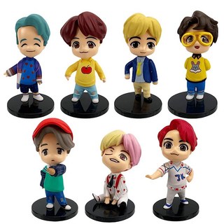 7피스 BTS 케이크 토퍼 캐릭터 액션 피규어 장난감 세트 미니 인형 생일 파티 용품 자동차 데스크탑 장식 B 153261, B