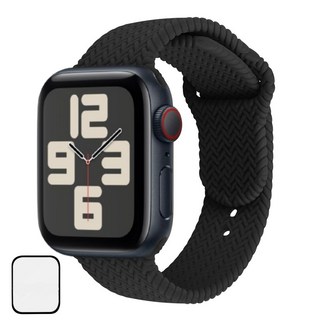 NUBASE 애플워치 호환 스위프트 브레이드 솔로루프 원버튼 실리콘 스트랩, 블랙, 1개