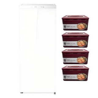 루컴즈 김치다움mini 122L 스탠드형 1도어 김치냉장고 + 락앤락 김치통 4p 세트 방문설치, 화이트, R123M01-L