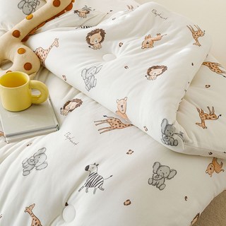 Belle Vie 雙面印花針織棉羽絲絨被 (雙人180X210CM) - 秋冬保暖、柔軟輕盈、可水洗, 非洲派對